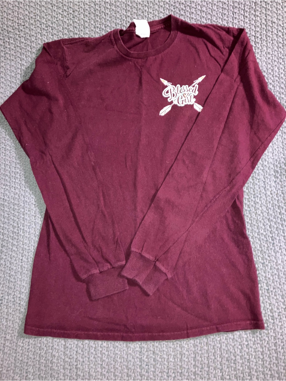 Delta Maroon  Long Sleeve Tee with White Logo